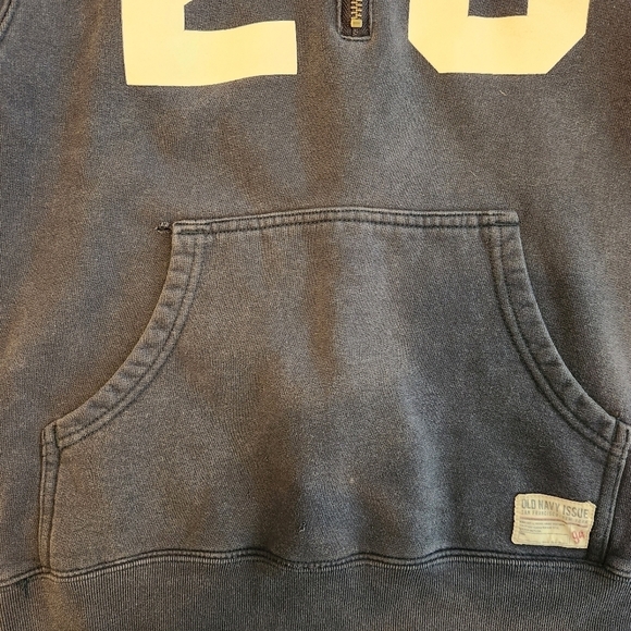 Womens Juniors Size Large Old Navy Quarter Zip Pullover Hoodie Navy Blue - Picture 2 of 11